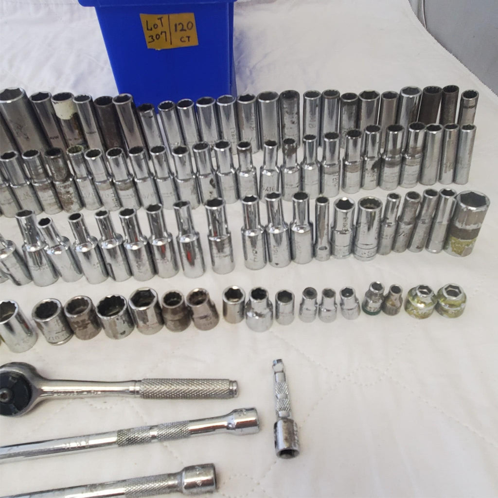Lot of 120 pc Assorted Sockets/ Chrome / Ratchet Impact Sockets LOT 307