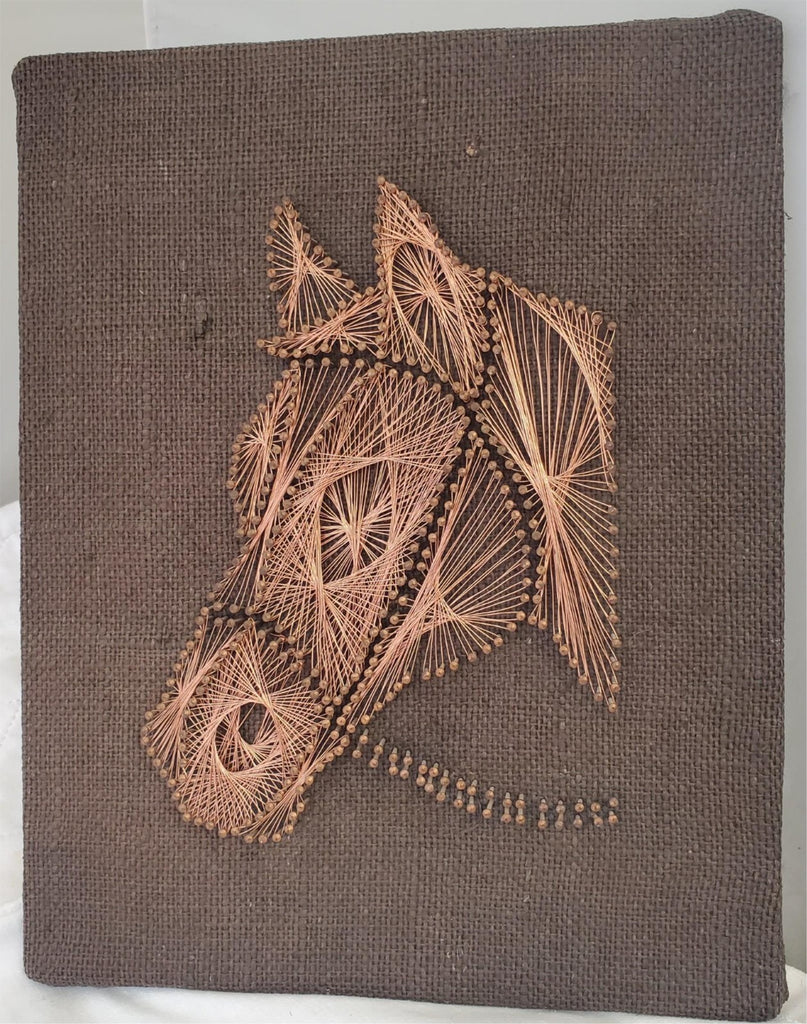 Vintage Horse Head Art Copper Wire Nail Art Canvas