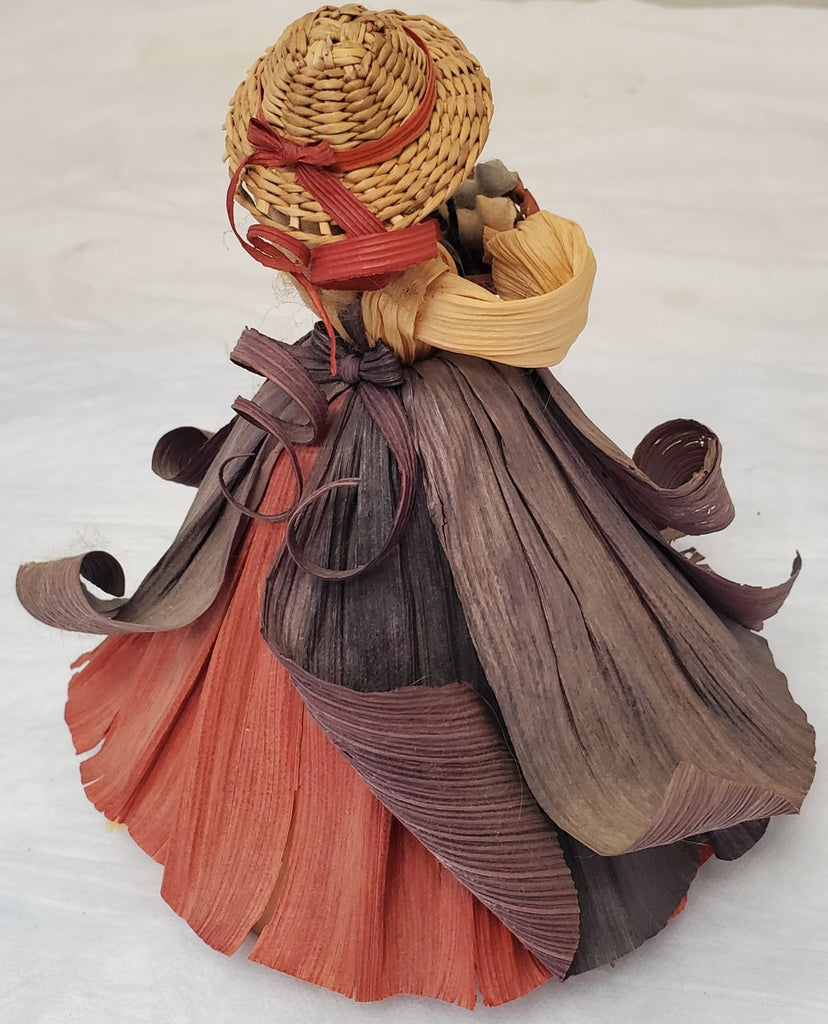 Vintage 1988 Nan’s Corn Husk Doll 7.5" Southern Belle Basket of Kittens Rare