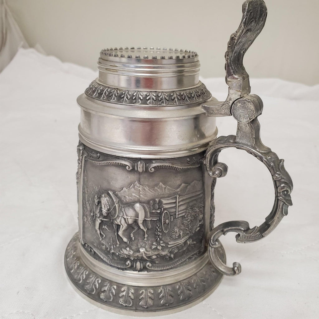 Vintage SKS PEWTER 95% Zinc Lidded Mini Beer Stein