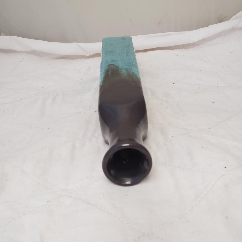 Antique Turquoise & Black Lava Drip Ceramic Vase