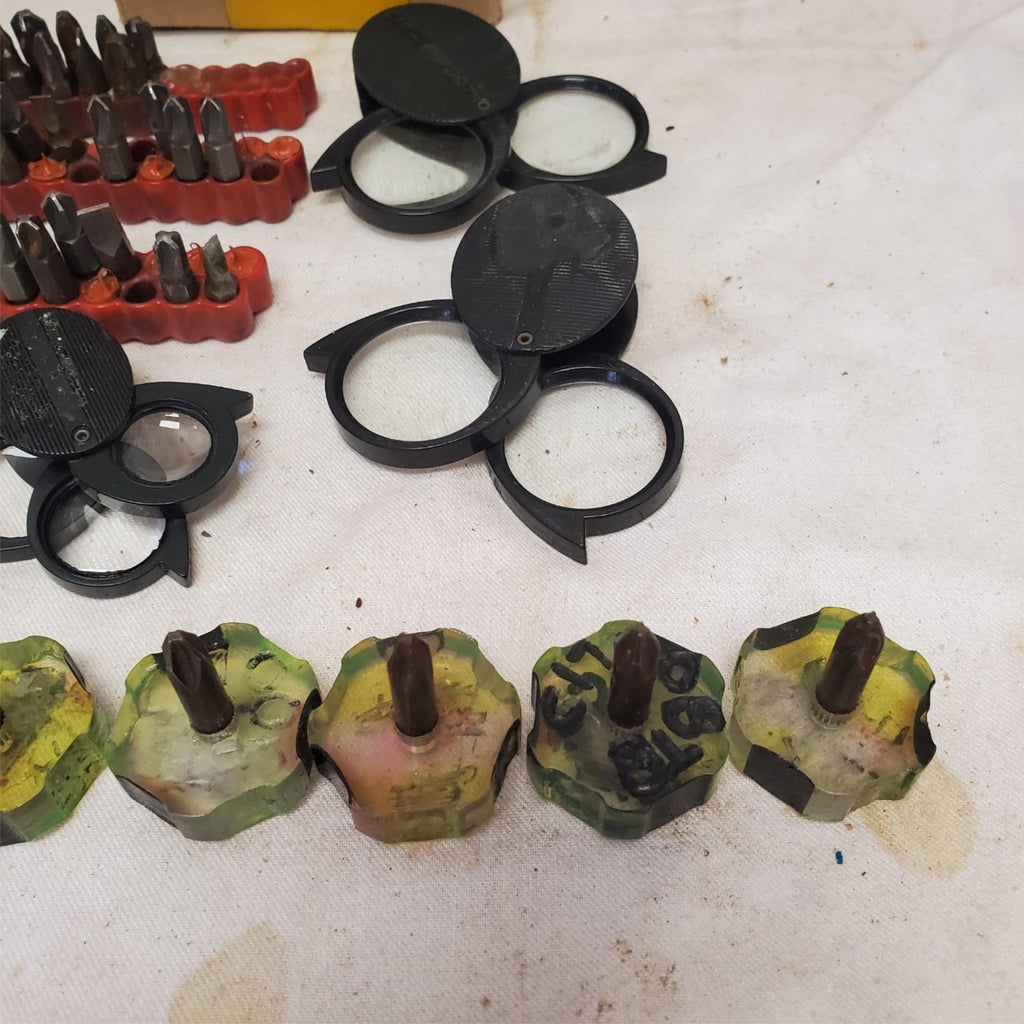 Lot of Screwdriver Bits and Magnifying Tools