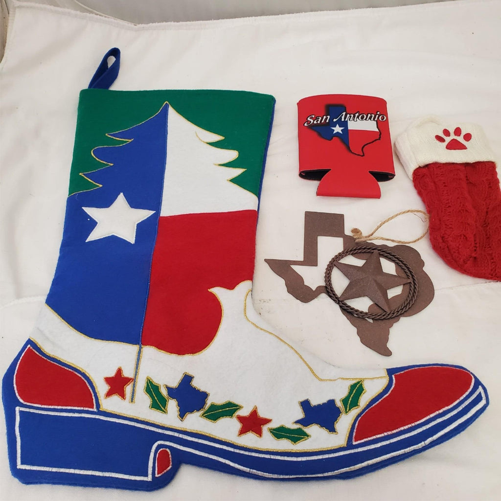 San Antonio Texas Holiday Christmas Stocking Boot