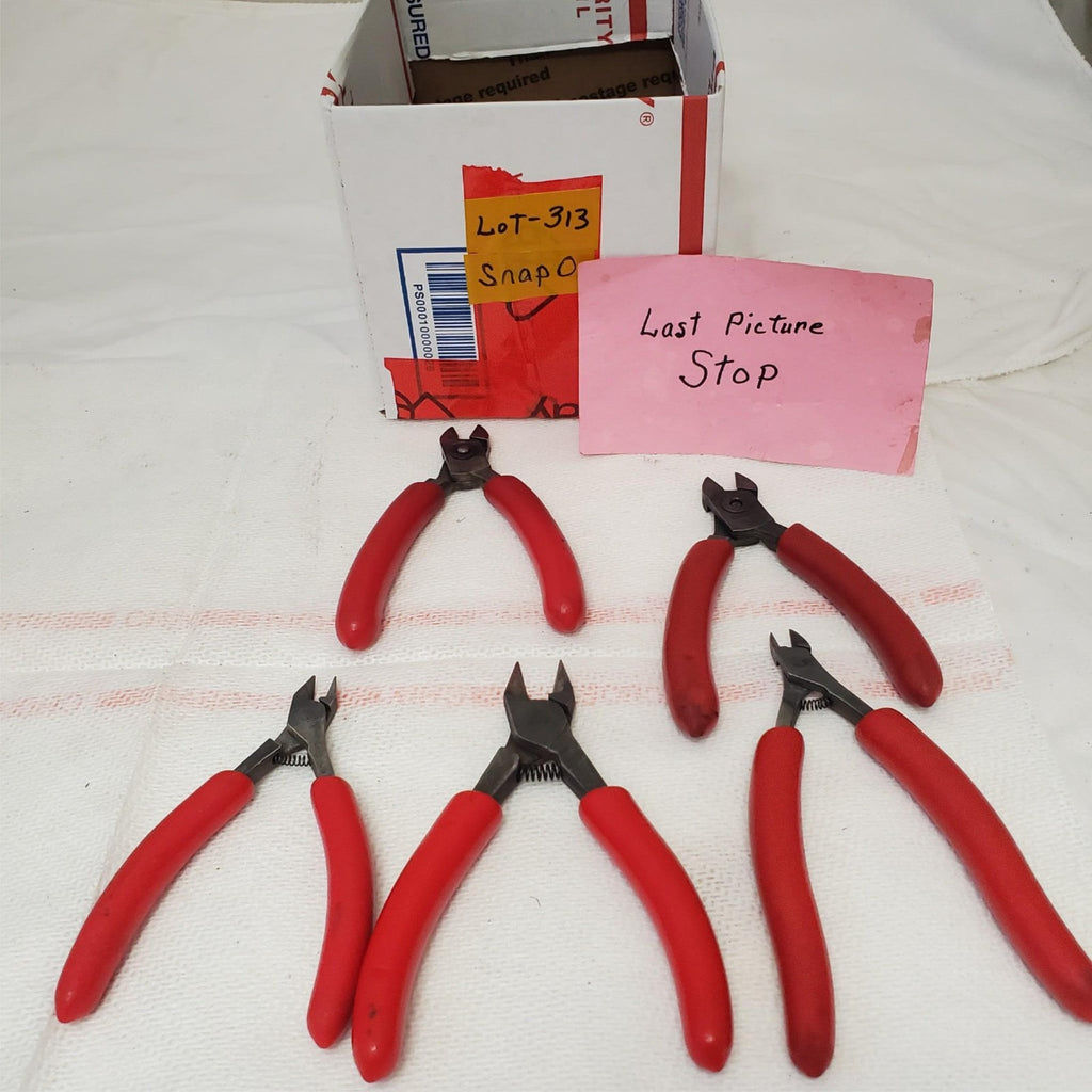 Lot of 5 Snapon Long Vector Edge Diagonal Cutters Pliers Red Soft Handle Lot-313