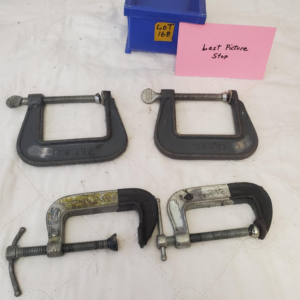 Lot of 4 Vintage Metal Adjustable C-Clamps LOT -168