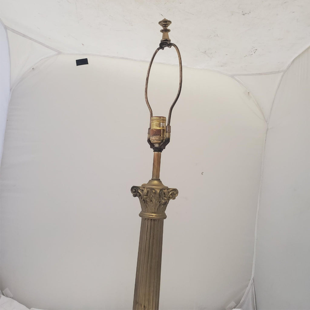 Vintage Regency White Marble Column Portable Table Lamp H