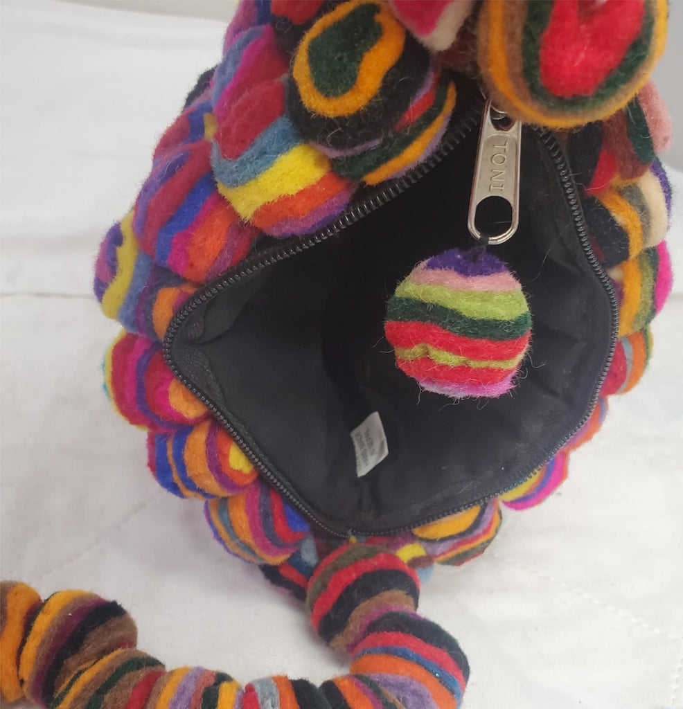 Vintage Felt Clutch Cherry Made in Nepal Handbag