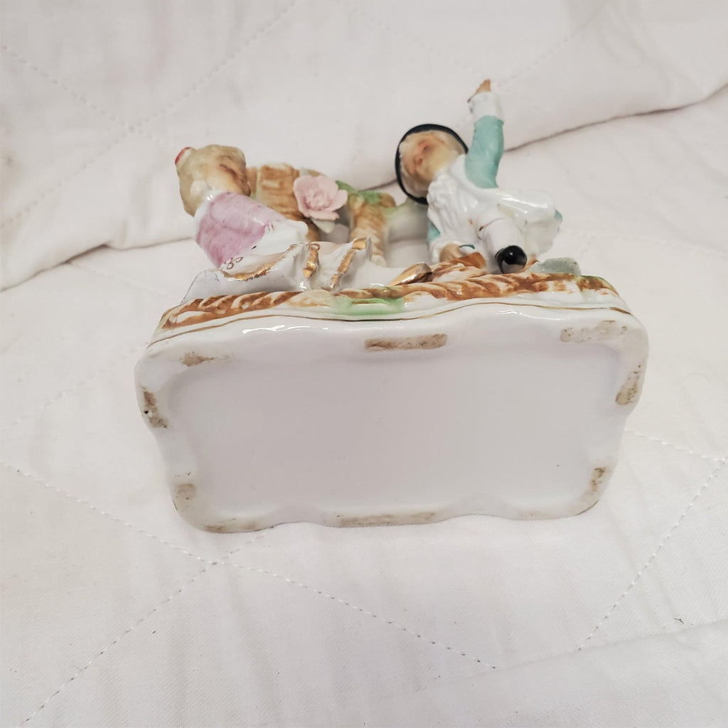 Victorian German Porcelain Children on Teeter Totter Figurine Vase