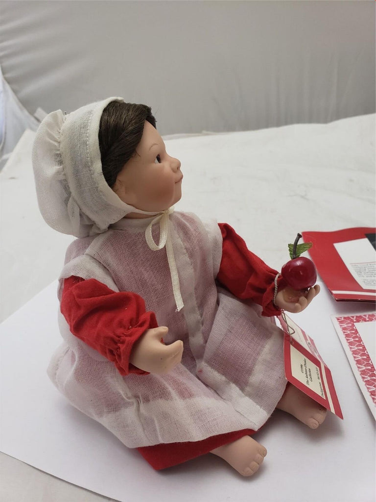 The Ashton-Drake Galleries Sweet Sensation Amish 8" Doll Red Dress Apron Apples