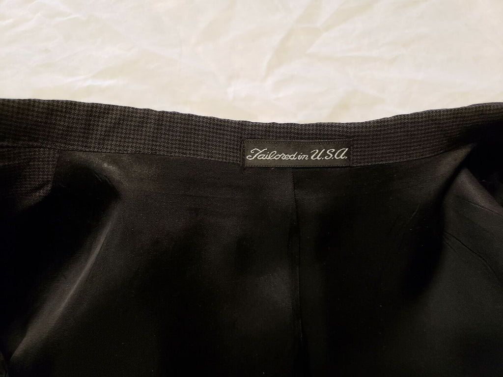 Vintage H Freeman & Son Philadelphia Satels San Antonio Black Checked Sport Coat