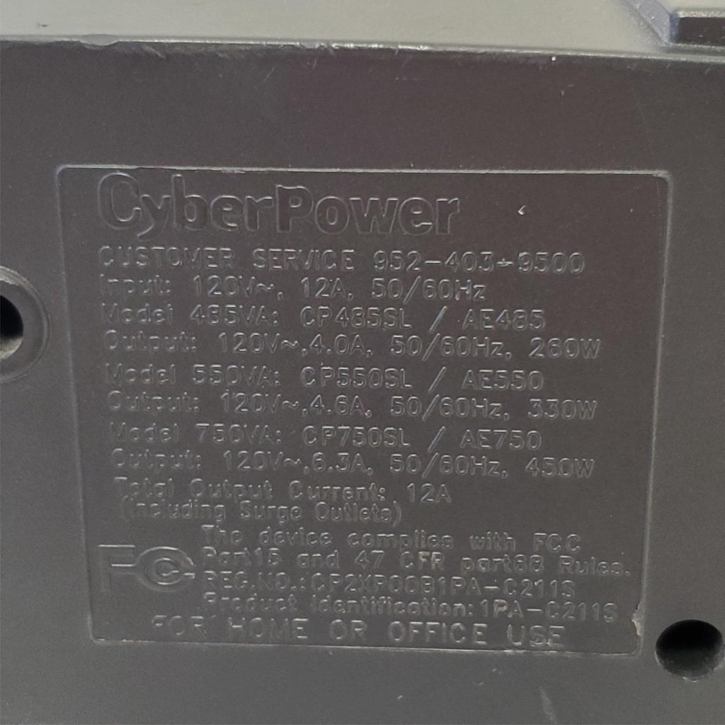 CyberPower 485VA 8 Outlet Surge Protector UPS - NO BATTERY INCLUDED #24