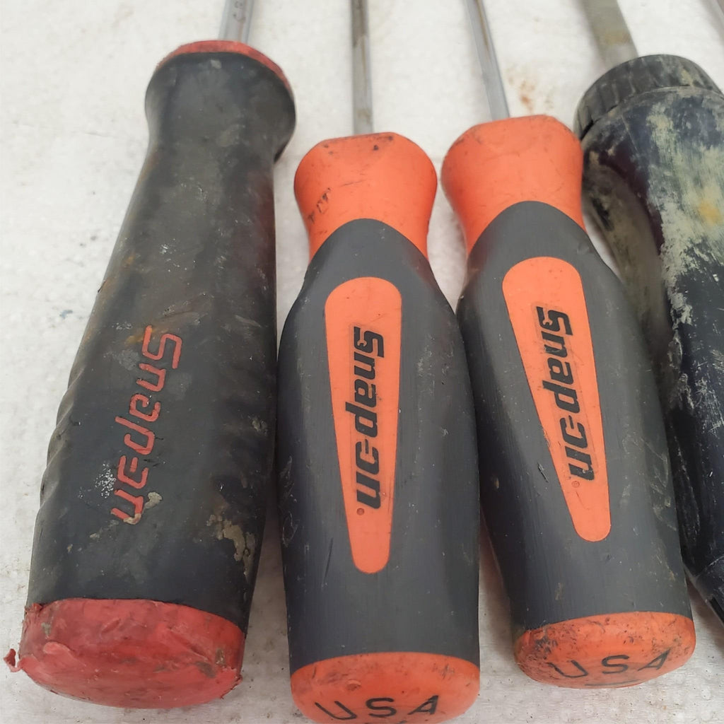 Lot of 5 Snap on Flathead Phillips Head Soft Grip Screwdrivers LOT-916