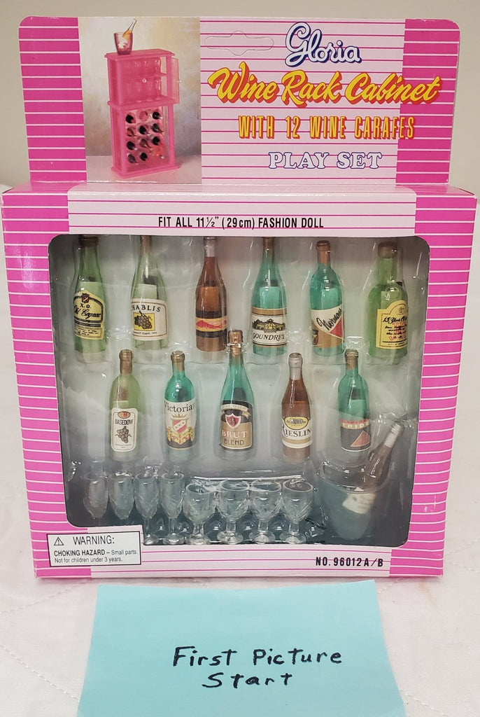 Gloria Wine Rack Cabinet with 12 Wine Carafes Play Set
