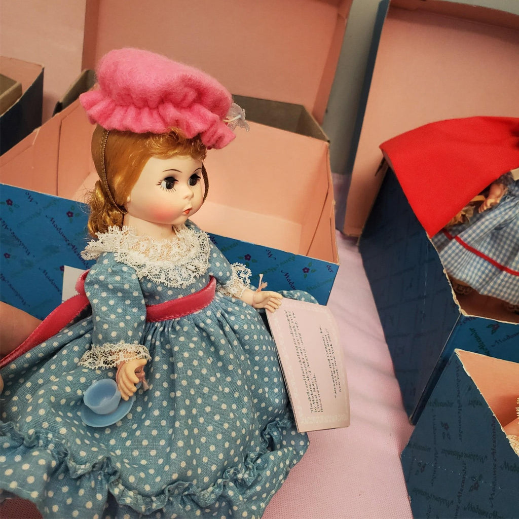 Set of 5 Madame Alexander Miniature Showcase Dolls with Box & Stand