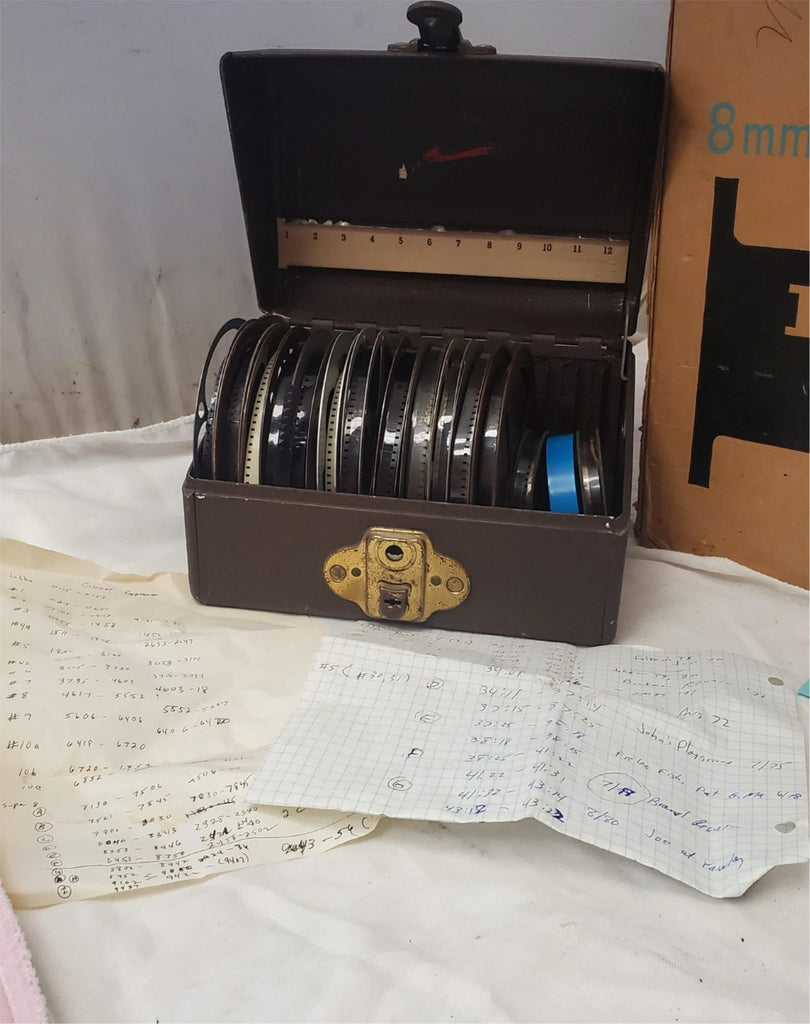 8mm Projector ELMO GP-E Slow Motion Zoom & Film Reel Storage Box