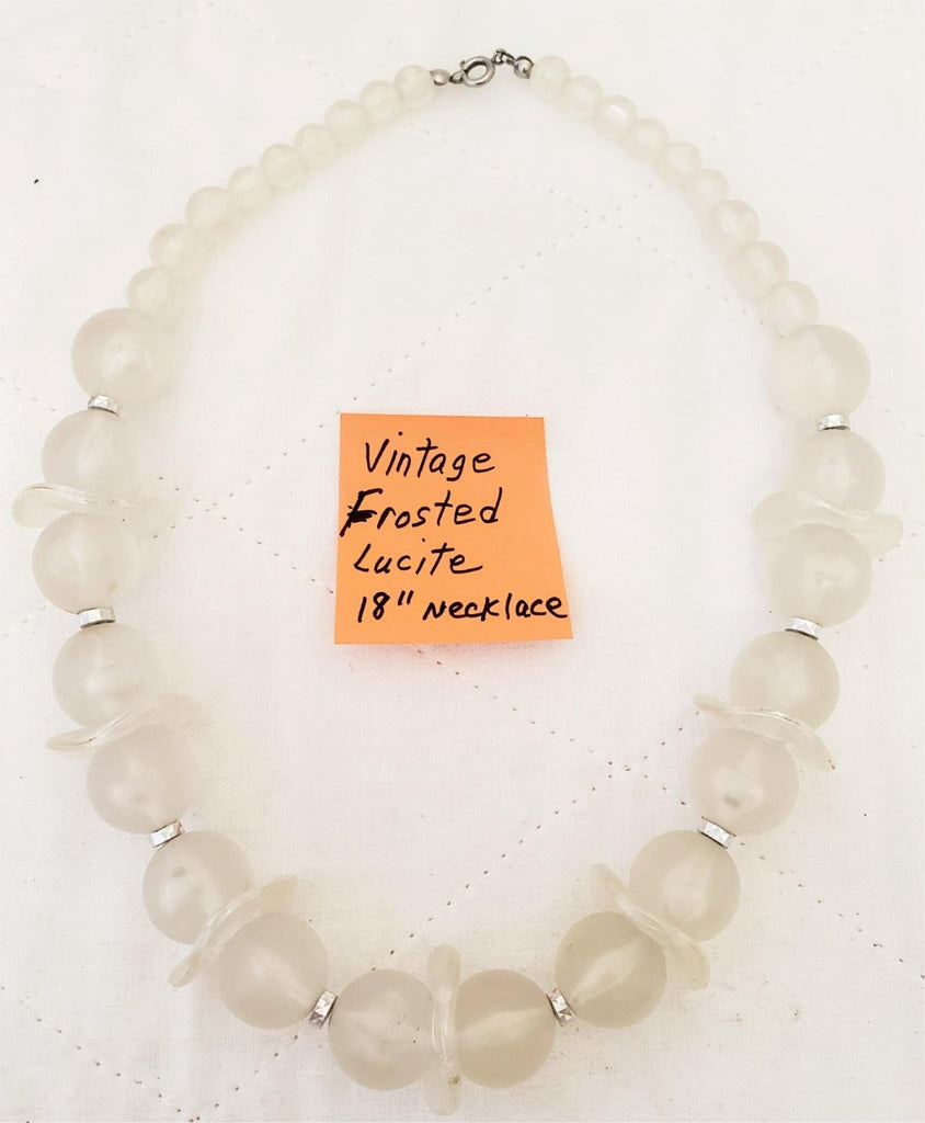 18" Vintage Frosted Lucite Necklace