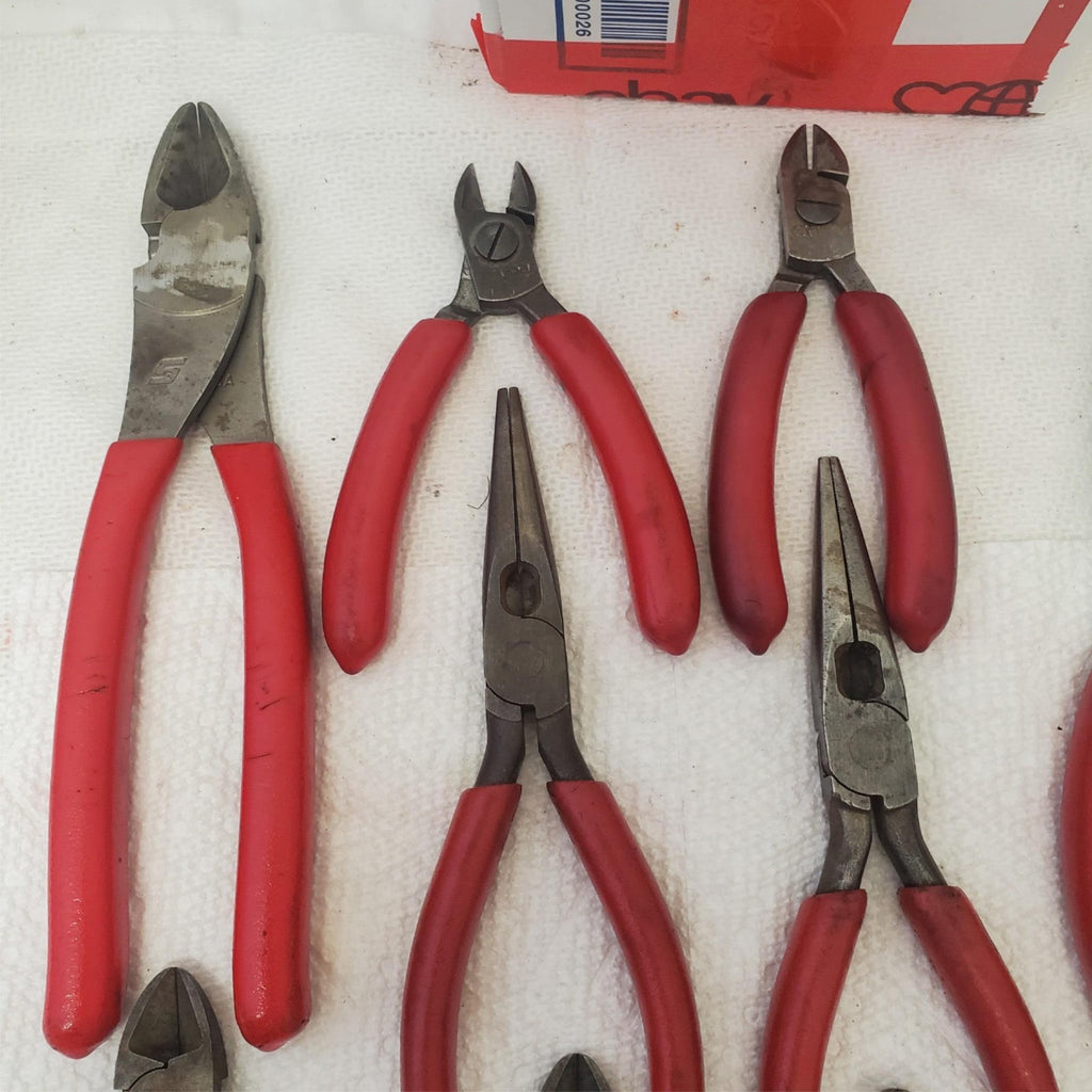 Lot of 10 Snap on Red Handle Pliers Mixed Types Professional Tools LOT-812