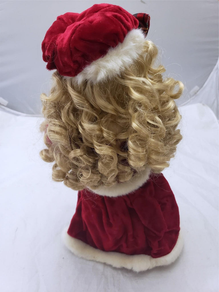 Vintage Original Christmas Blessings Porcelain Praying Doll Red Dress Hat