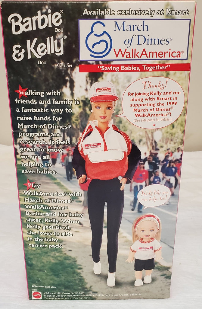 1998 Barbie & Kelly Walk America Doll Set March of Dimes Kmart Special Edition