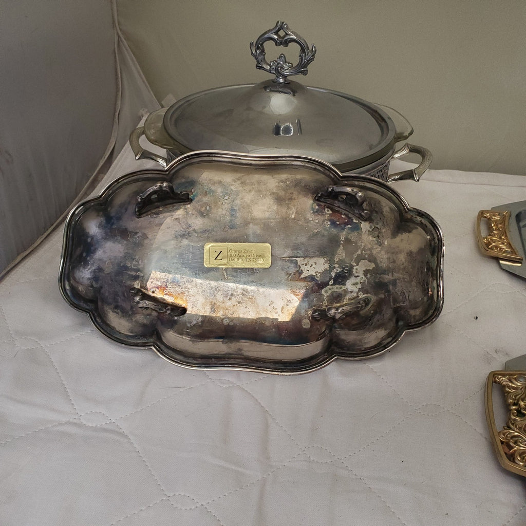 Vintage Silverplate Gravy Serving Boat Tray Dish