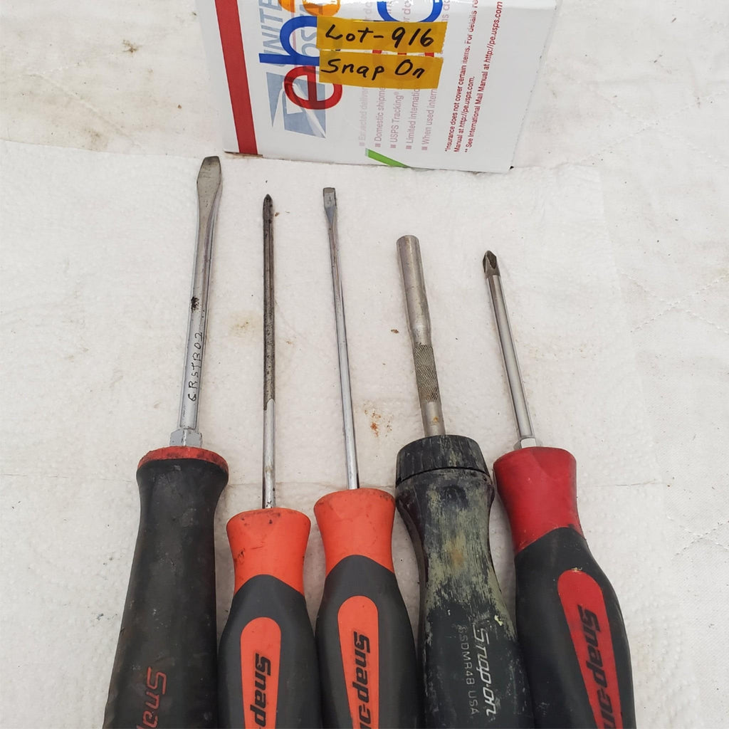 Lot of 5 Snap on Flathead Phillips Head Soft Grip Screwdrivers LOT-916
