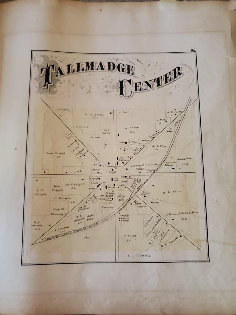 Historic Map of Tallmadge Township Range 10 Town 2 Connecticut Western Rese