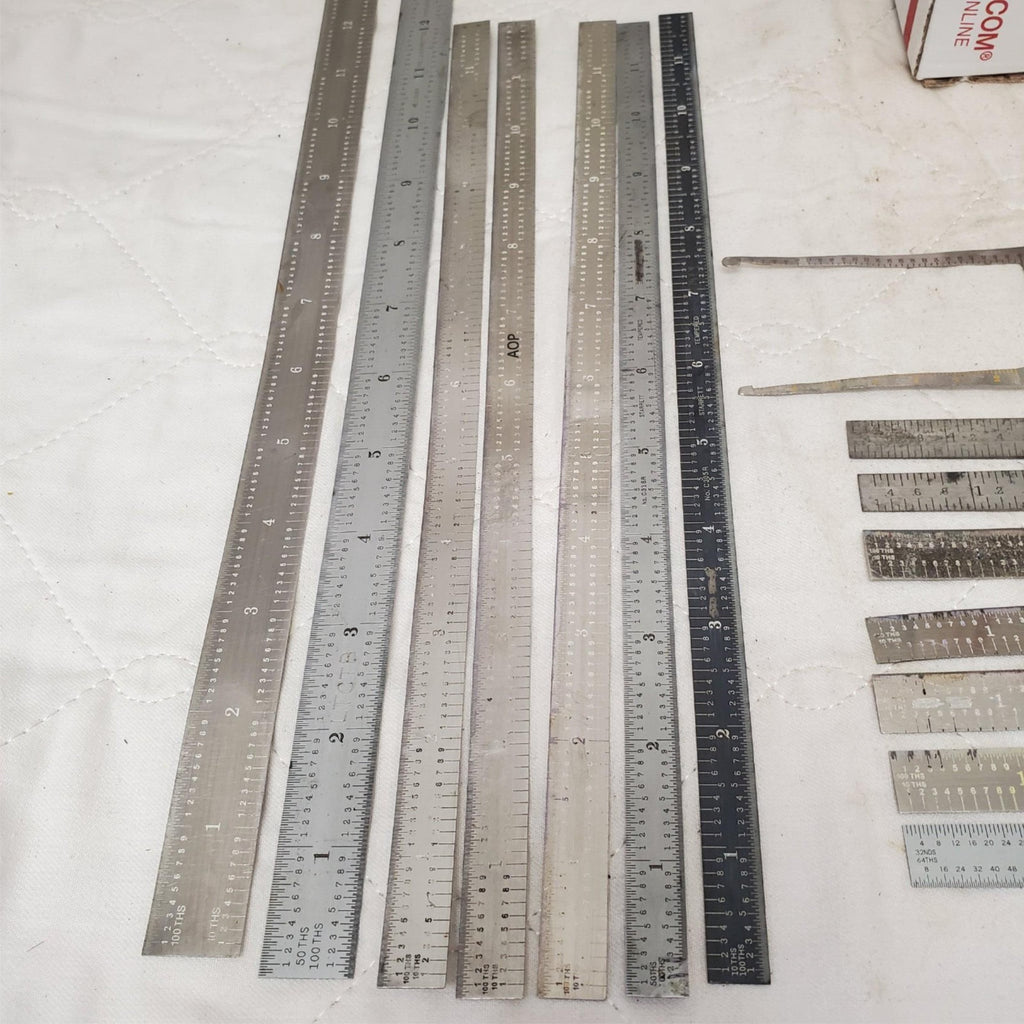 Lot of 16 Vintage Metal Measuring Tools Rulers, Calipers & More LOT-45