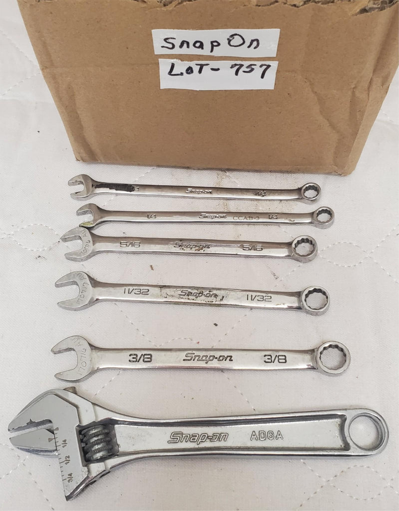Lot Of 6 Snap On Combination Wrenches and Adjustable Spanner LOT-757