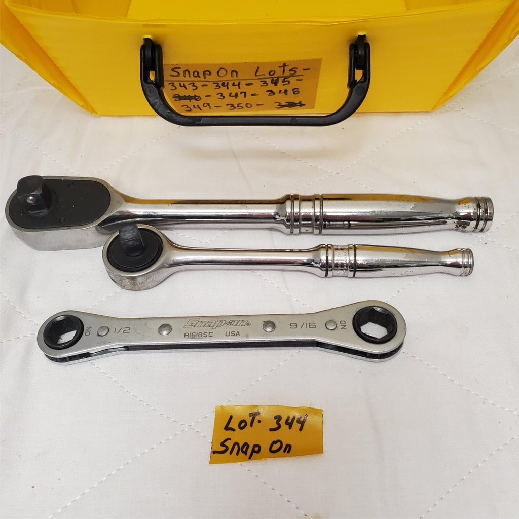 Lot of 3 Snap-on Compact Head Ratchet & Double Box End Ratcheting Wrench LOT-344