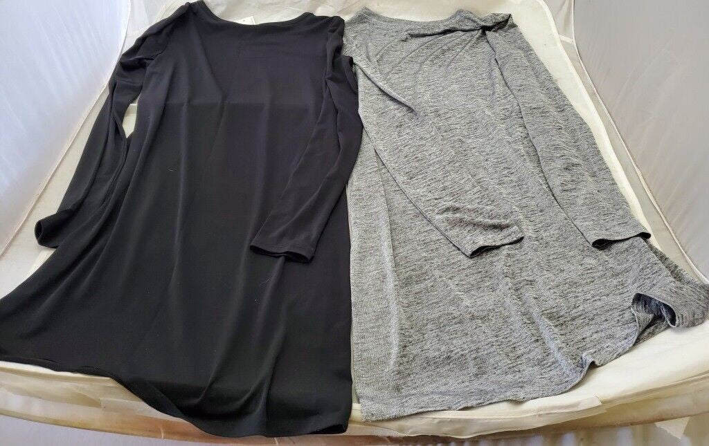 Lot X 2 Bar III Womens Long Sleeve Round Neck Black/Gray Long Wrap Dress Size XS