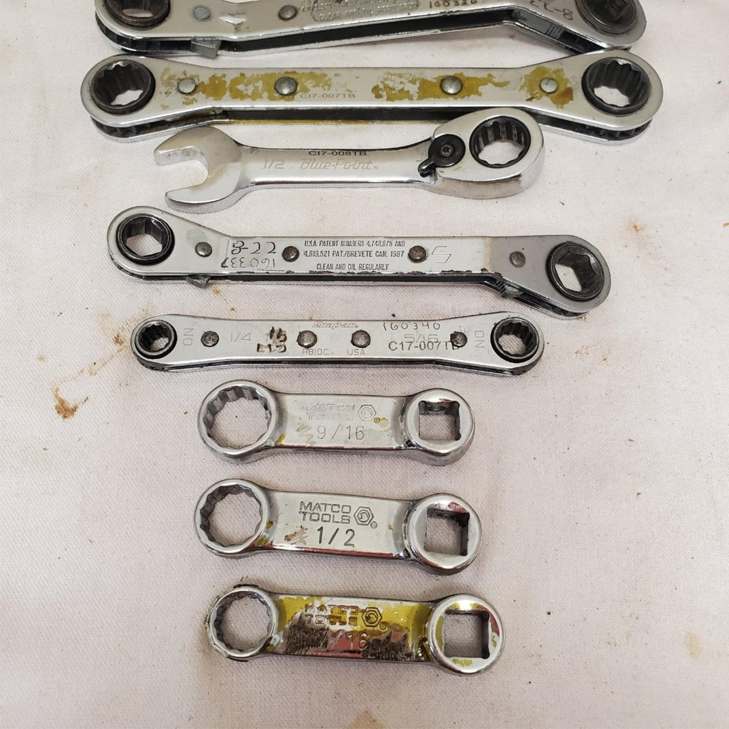 Lot of 11 Assorted Ratcheting Box End Wrench Set LOT-917