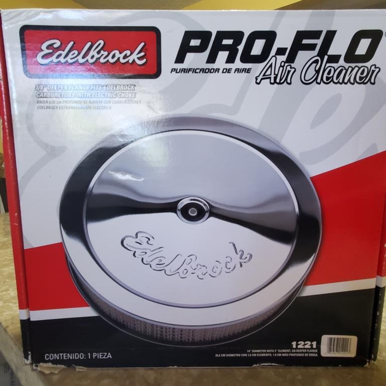 Edelbrock 1221 Pro-Flo 14" Round Air Cleaner / Filter w Air Cleaner Riser