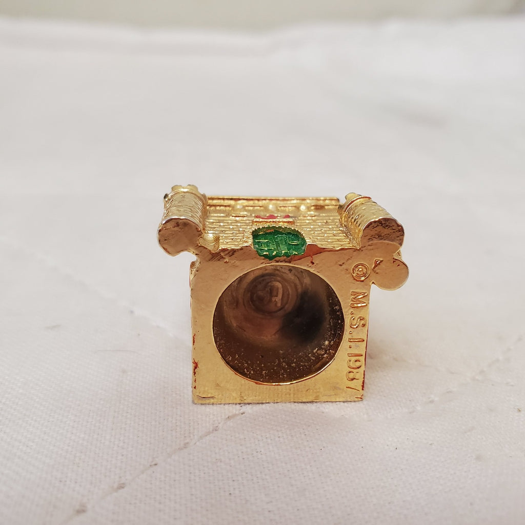 Vintage MSI 1987 Miniature Metal Castle Gaurd Princess Figurine Trinket Box