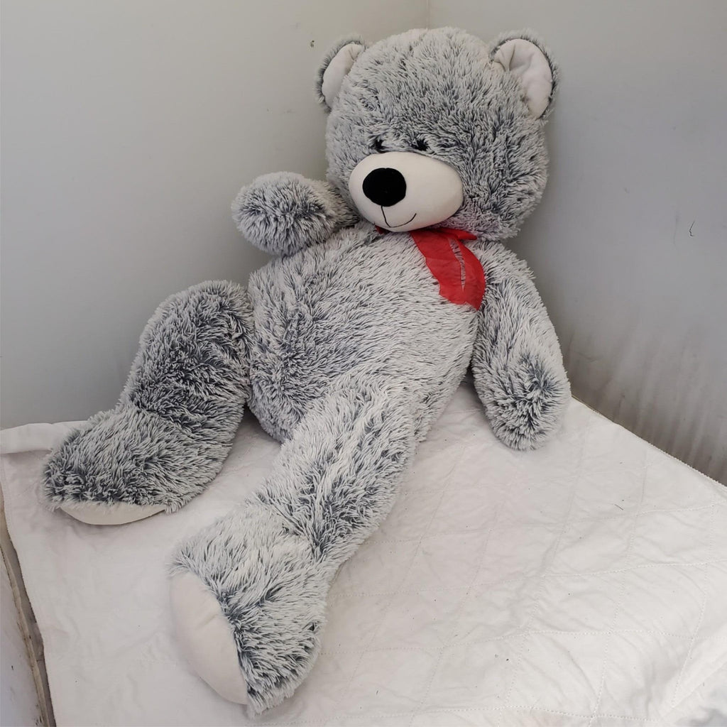 Jumbo 40" Plush Stuffed Animal Gray White Teddy Bear with Red Bow