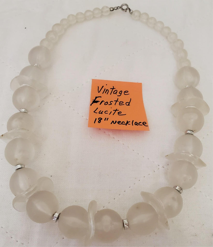 18" Vintage Frosted Lucite Necklace