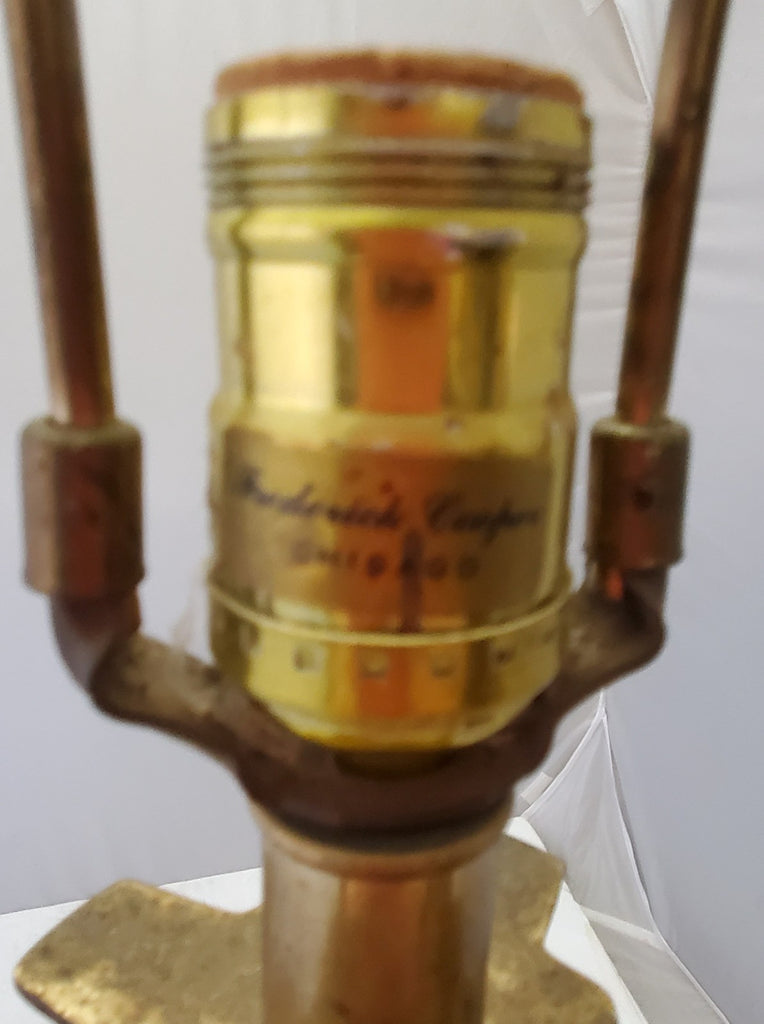 Vintage Brass Clear Crystal Mid Century Modern Electric Table Lamp Light