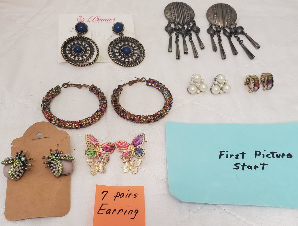Lot of 7 Vintage Retro Dangle Stud Earrings