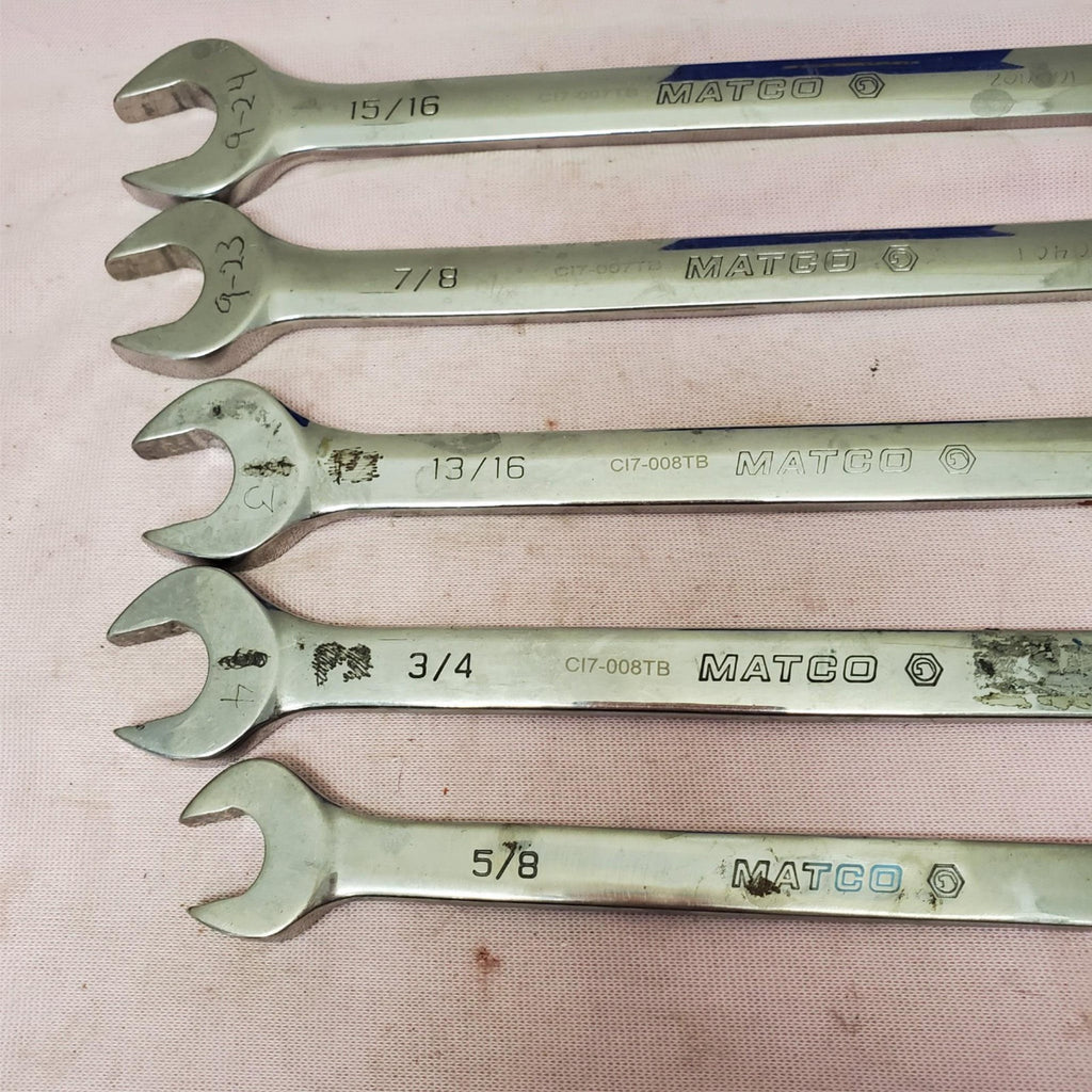 Lot of 5 Matco Combination Wrench Set LOT-494
