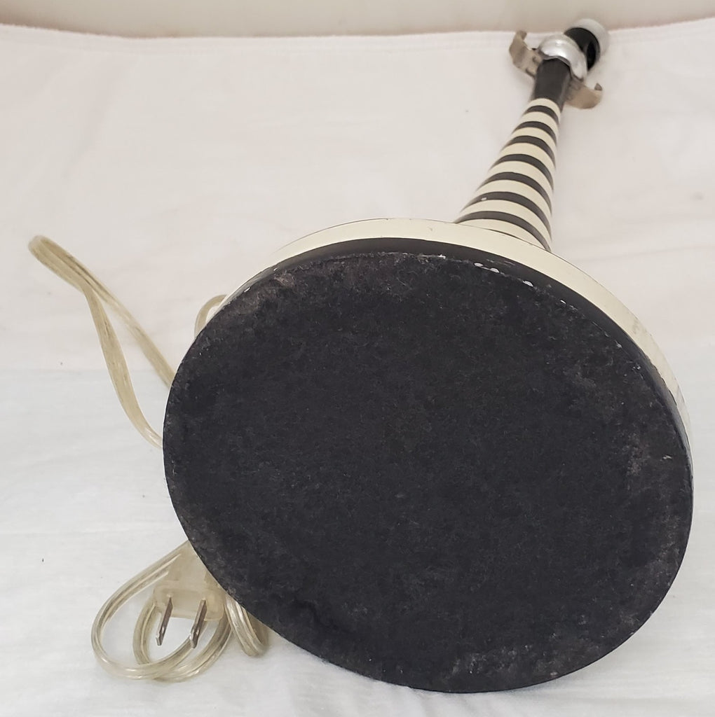 Retro Vertical Black & White Stripped Italian Glazed Table Lamp