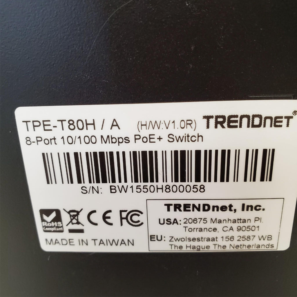 Trendnet TPE-T80H 8-Port 10/100Mbps Greennet PoE+ Switch