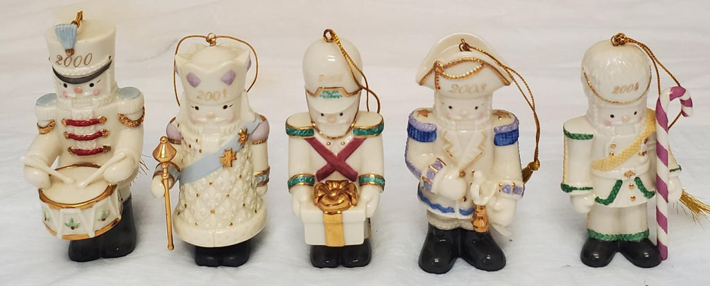 Lot of 5 Lenox Nutcracker Ornaments Set Holiday Figurines 2000–2004 Festive