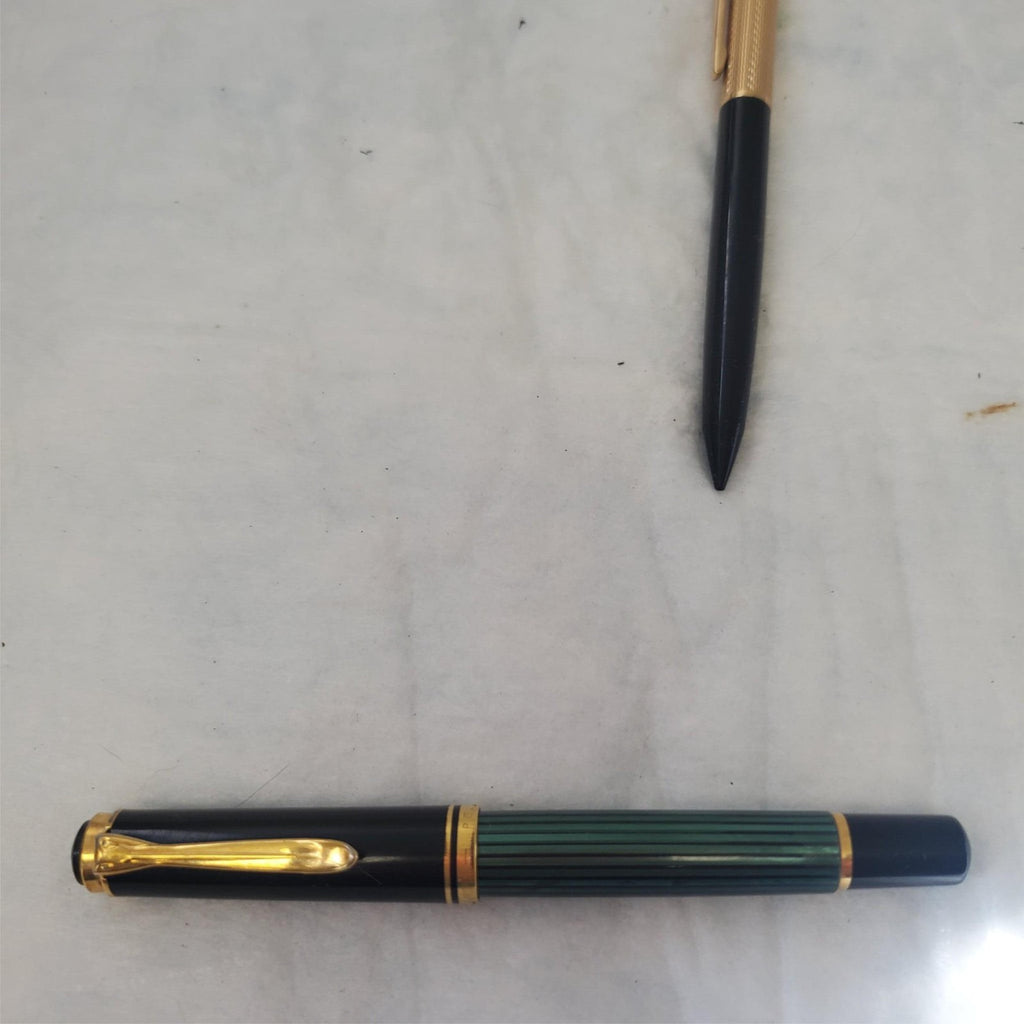 Lot of 2 Pelikan Green Stripe Pen & Vintage Ballpoint Pen
