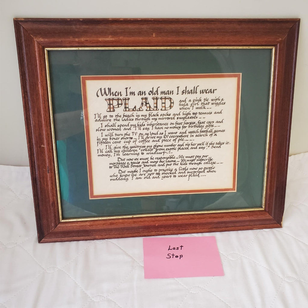 Laura Leiden "I shall wear PLAID" Framed Print By Calligraphy