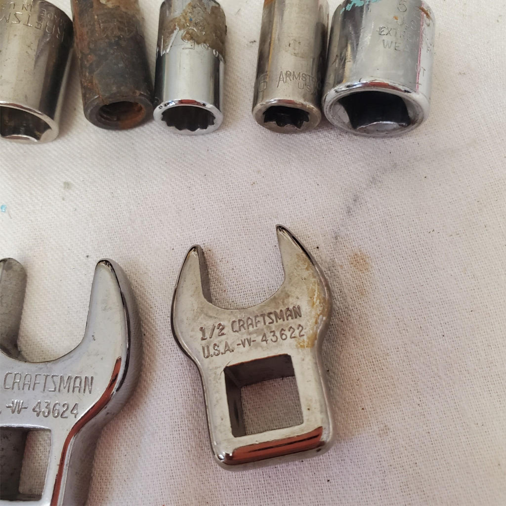 Lot of 16 Assorted Miscellaneous Sockets & Open-End Crowfoot Wrench LOT-873