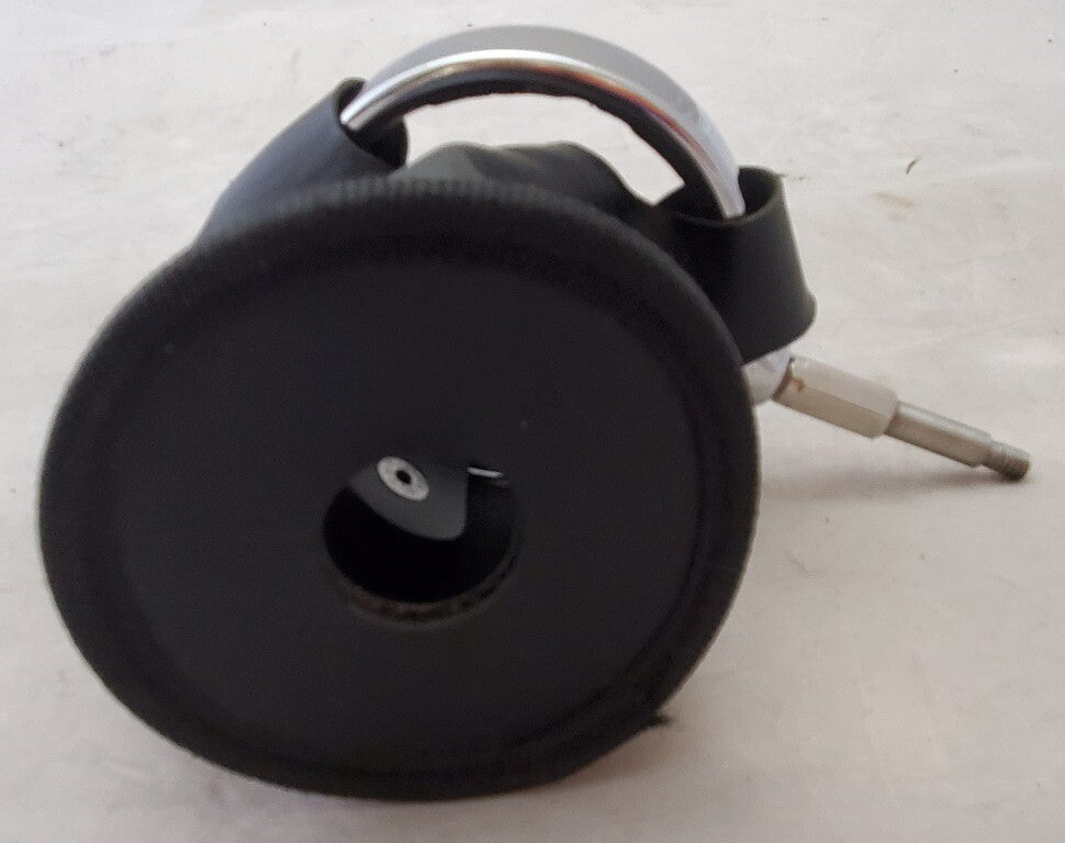 Used Black Leather and Metal Motorcycle Cup Holder