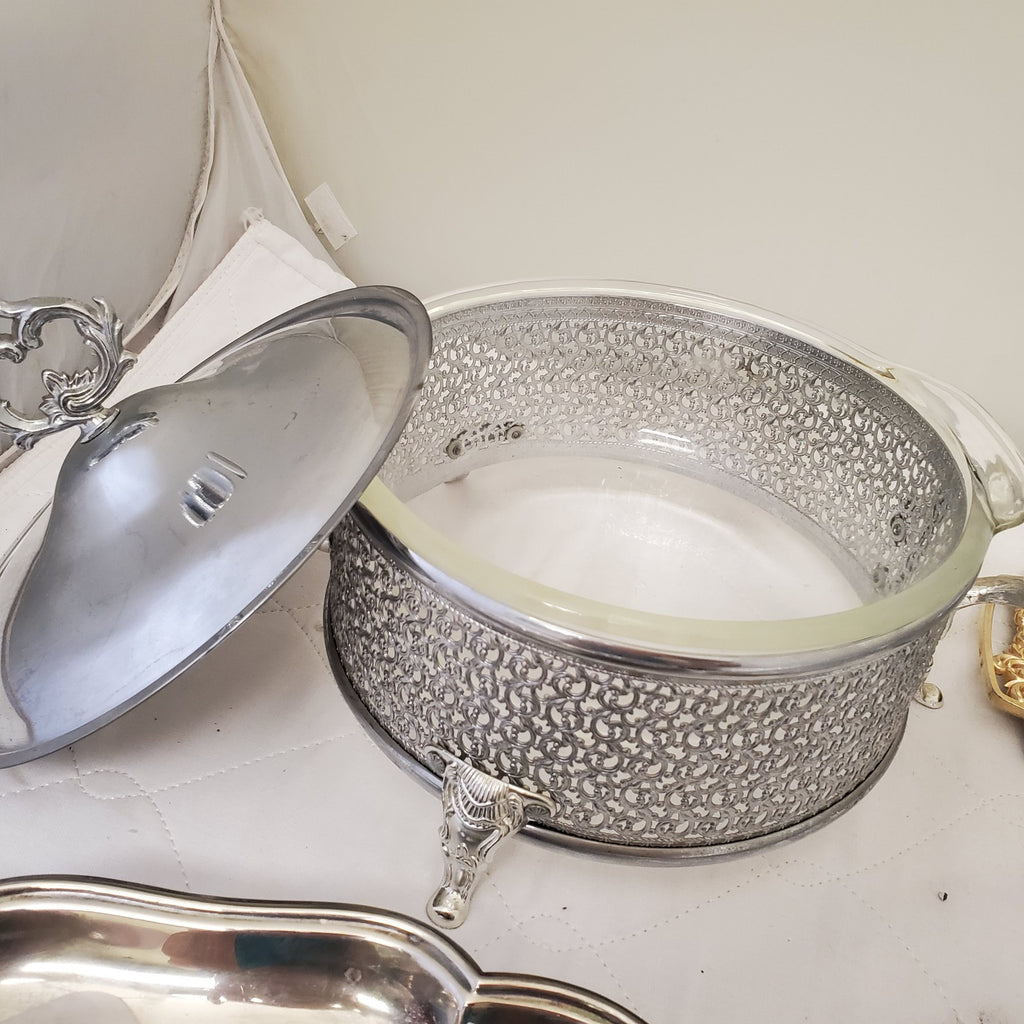 Vintage Silverplate Gravy Serving Boat Tray Dish