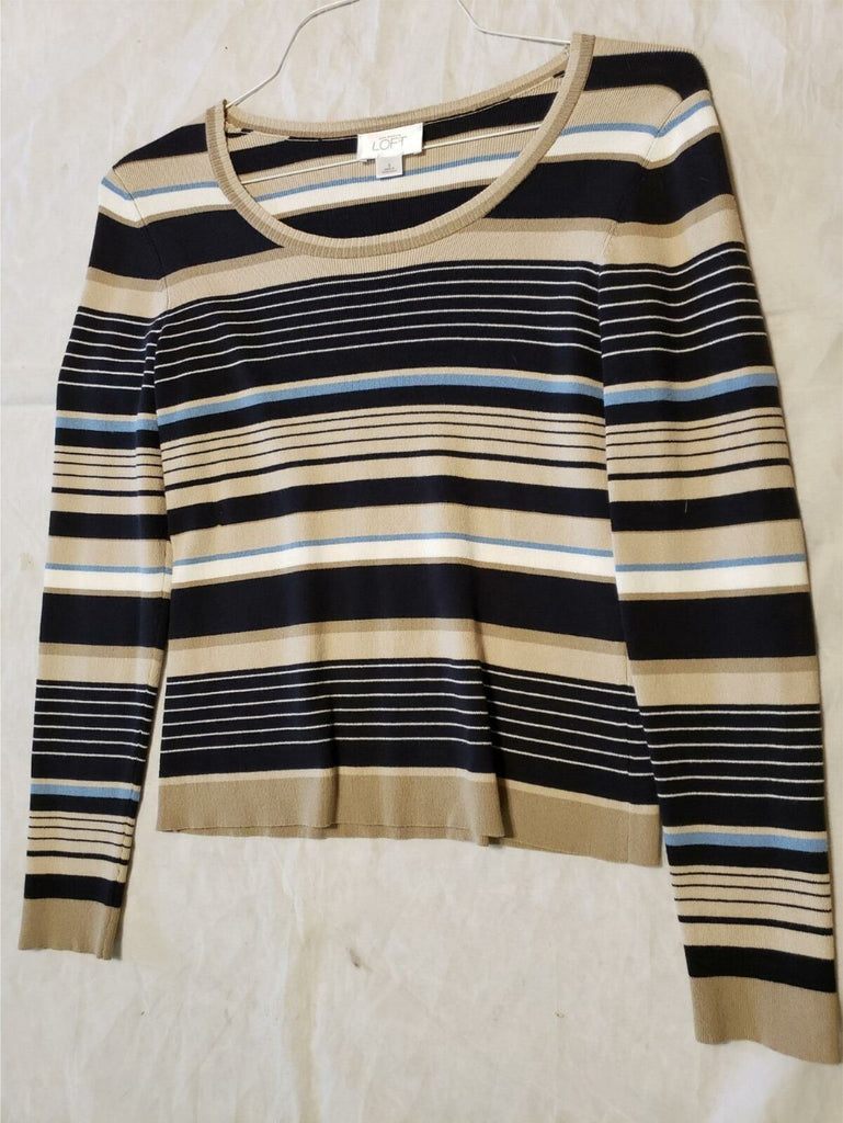 Ann Taylor Loft Womens Striped Multicolor Round Neck Pullover Size Small Sweater