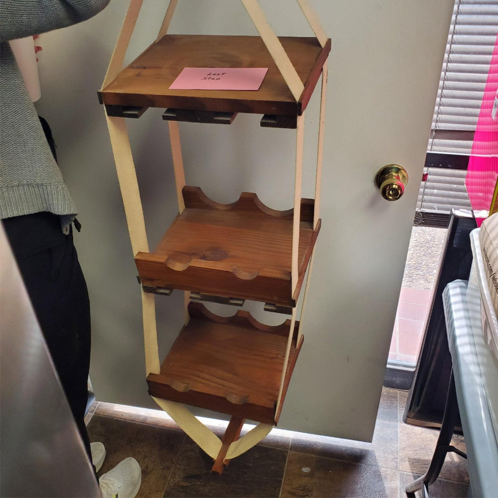 Vintage Rustic Ceiling Hanging Wine Bottle Glass Wood Rack Floating Plant Shelf