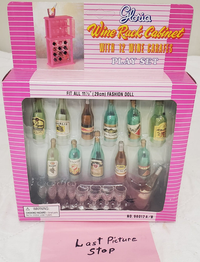 Gloria Wine Rack Cabinet with 12 Wine Carafes Play Set