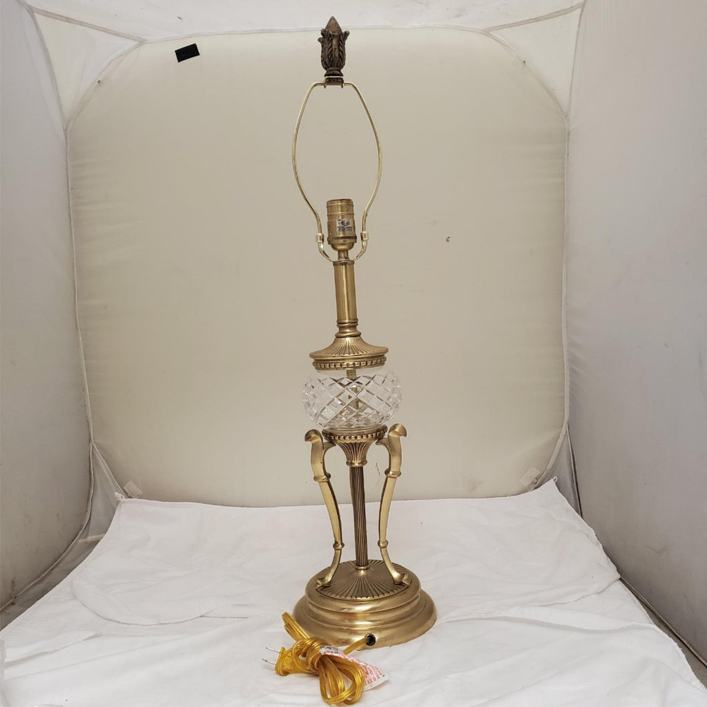 One Vintage Bombay Company Crystal and Brass Table Lamp